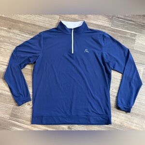 Rhoback Blue The Admiral 1/4 Zip Pullover LS Performance  - Mens  Large